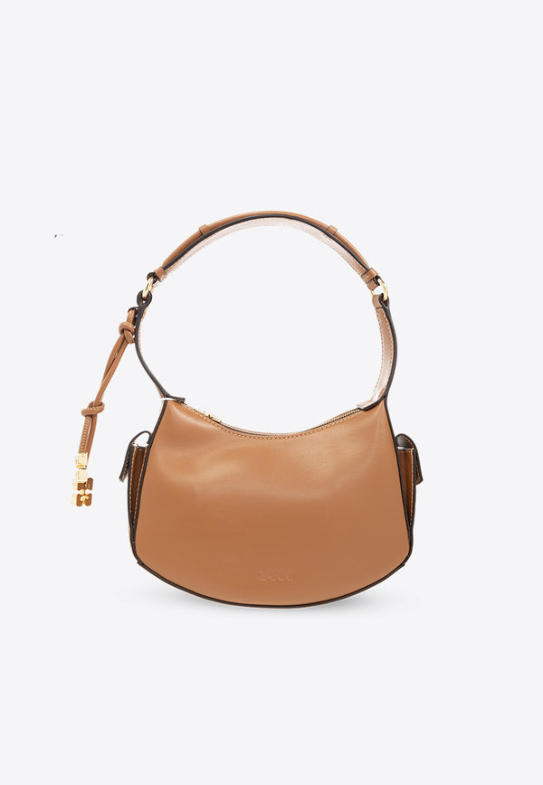 GANNI Swing Leather Shoulder Bag Brown A5417 5893-983
