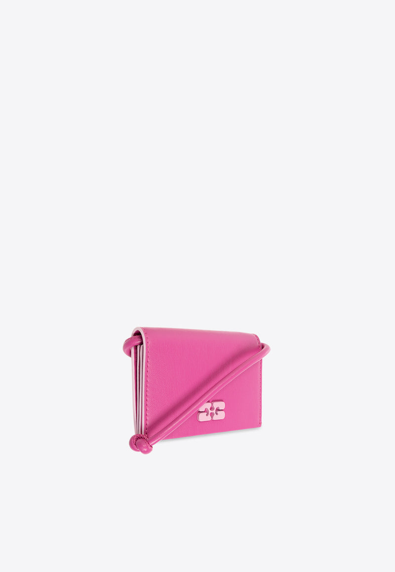 GANNI Bou Leather Strap Wallet Pink A5397 5898-483