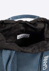 GANNI Mini Logo Print Denim Tote Bag A5457 5488-630