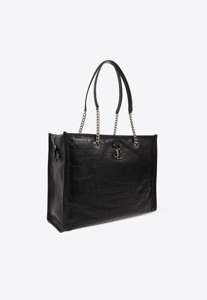 Jimmy Choo Large Avenue Soft Leather Tote Bag Black AVENUE SOFT TOTE L BGO-BLACK DARK SILVER