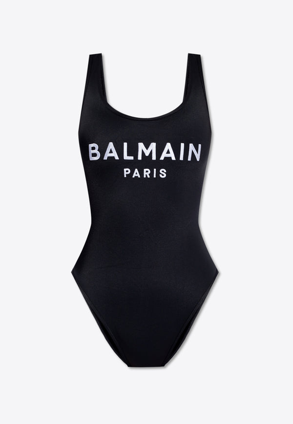Balmain Logo Embroidered One-piece Swimsuit Black BKBG71780 0-110