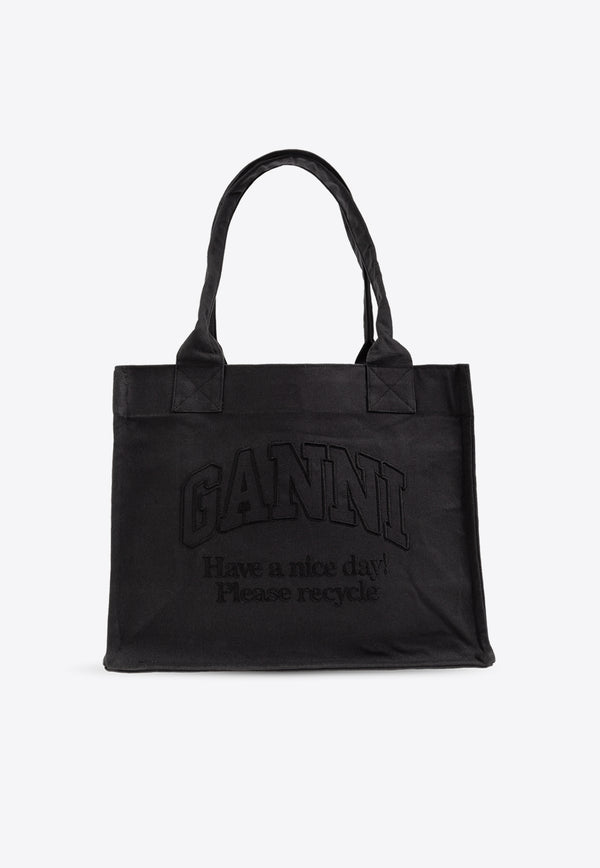 GANNI Large Logo-Embroidered Tote Bag A5577 5903-252