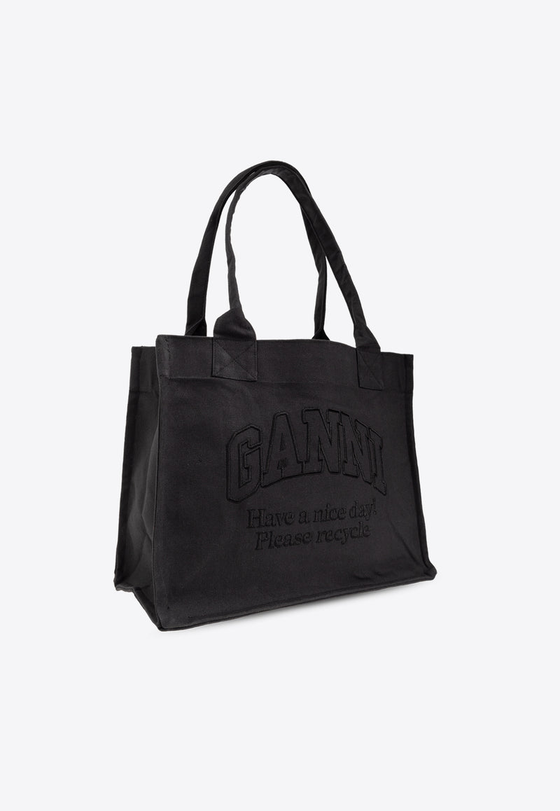 GANNI Large Logo-Embroidered Tote Bag A5577 5903-252
