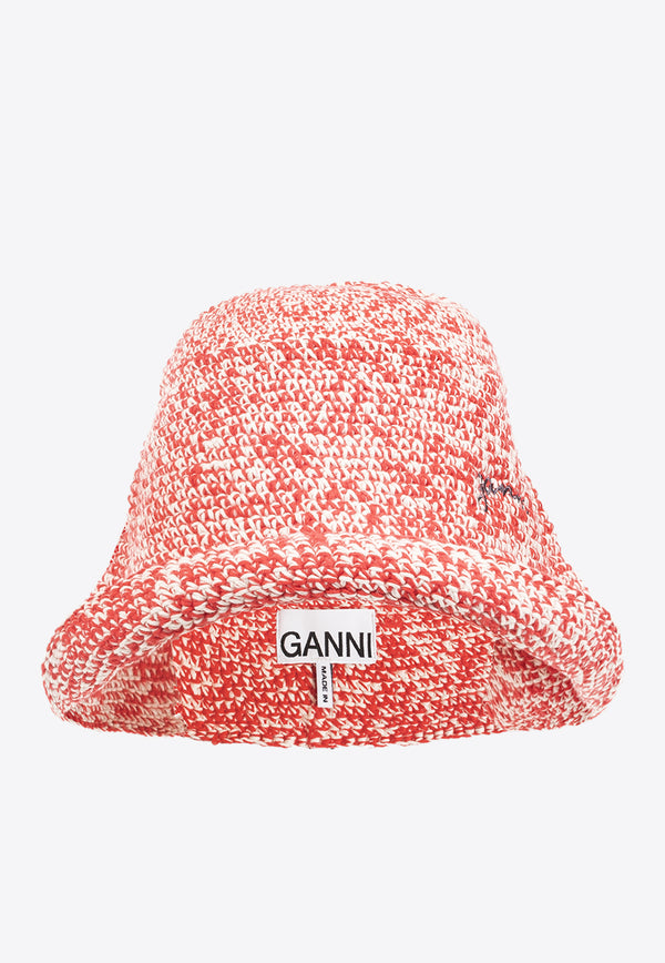 GANNI Logo-Embroidered Knitted Bucket Hat A5811 5790-135