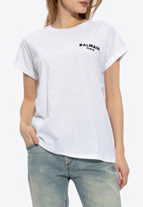 Balmain Flocked Logo Crewneck T-shirt White CF1EF010 BB01-GAB