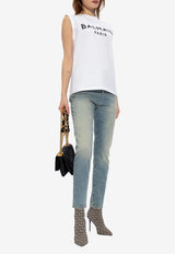 Balmain Logo Print Sleeveless T-shirt White CF1ED001 BB02-GAB