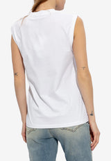 Balmain Logo Print Sleeveless T-shirt White CF1ED001 BB02-GAB