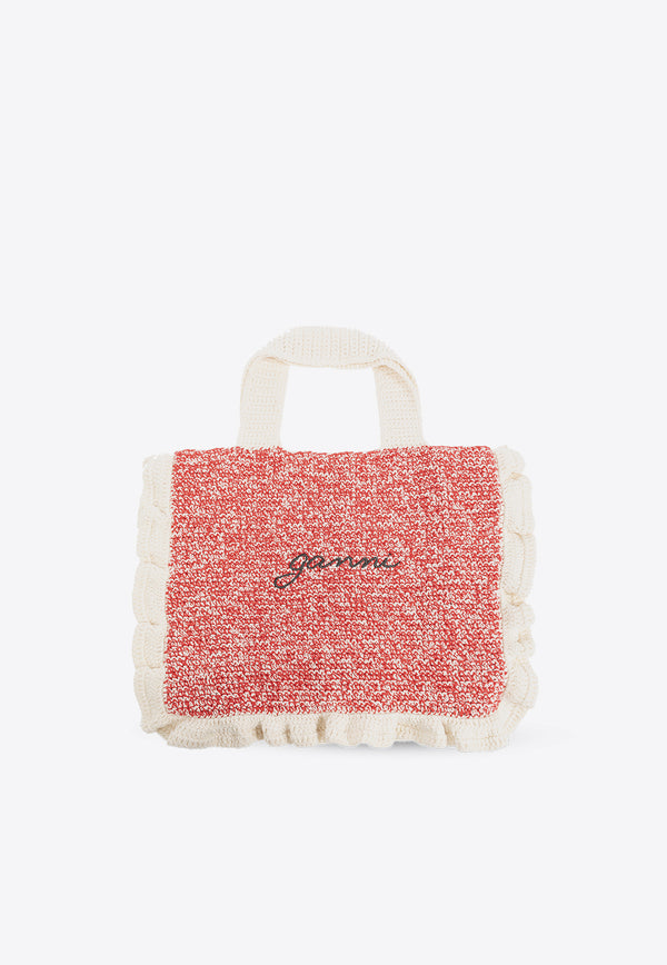 GANNI Logo Embroidered Knit Tote Bag A5813 5790-135