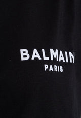 Balmain Flocked Logo Crewneck T-shirt Black CF1EF010 BB01-EAB