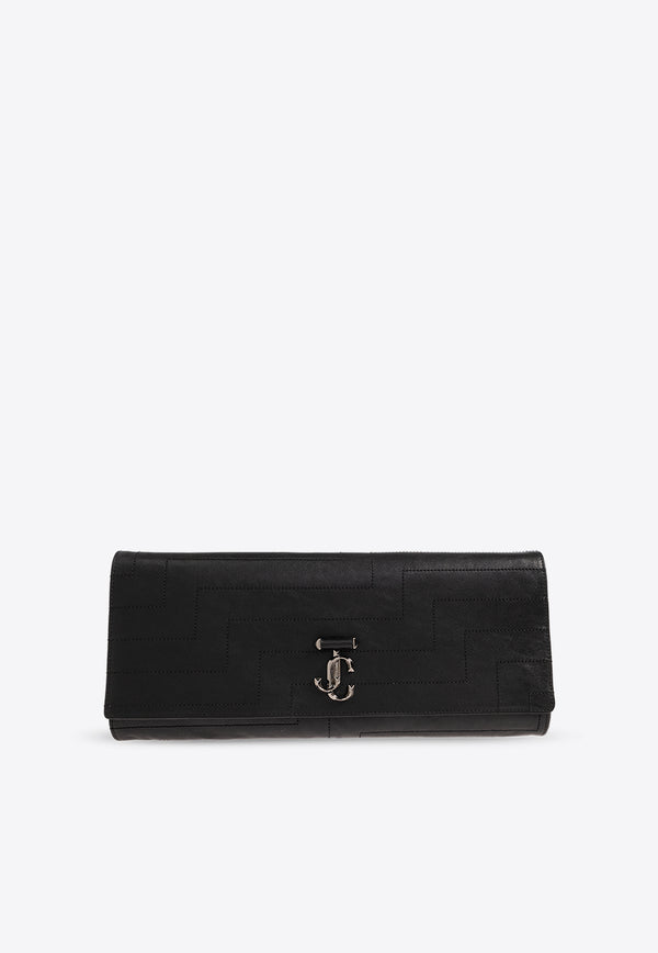 Jimmy Choo Avenue Soft Leather Clutch Bag Black AVENUE SOFT CLUTCH BGO-BLACK DARK SILVER