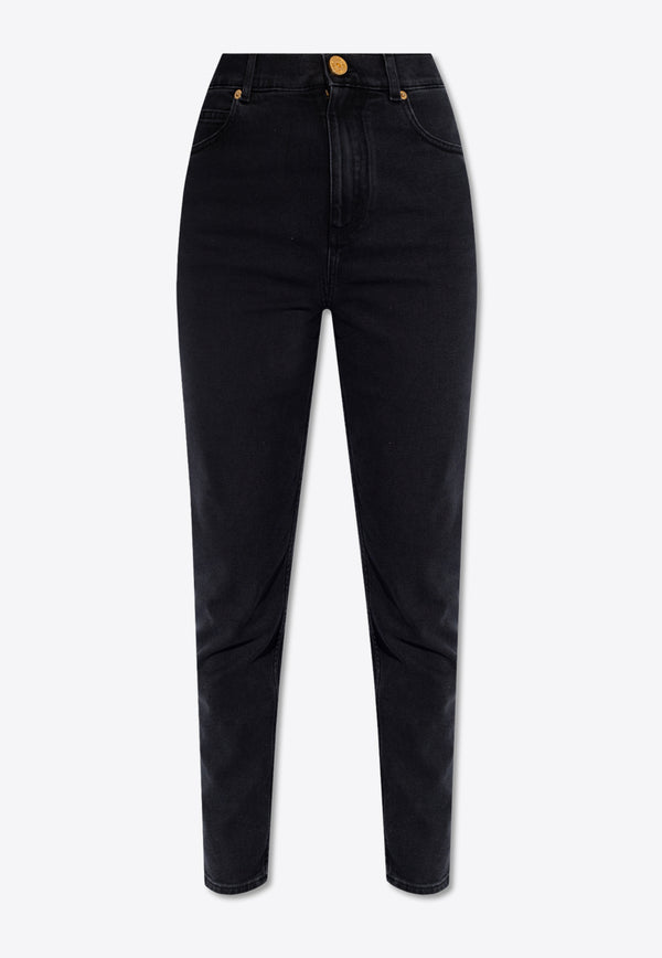 Balmain High-Waist Skinny Jeans Black CF1MG007 DB67-0PA