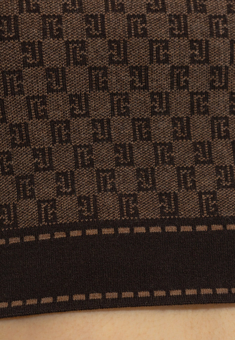 Balmain Monogram Jacquard Cropped Top Brown BF0AB008 KF23-WFP