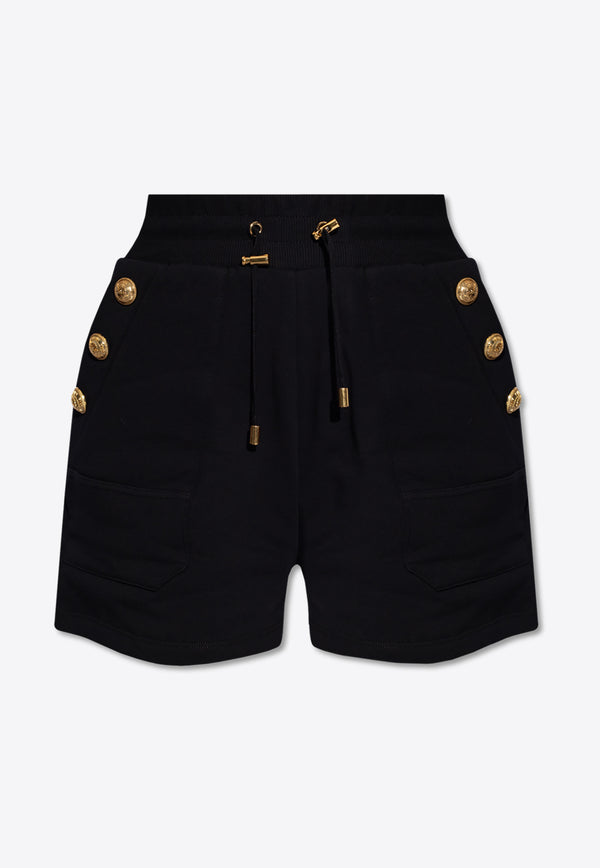 Balmain High-Waist Drawstring Mini Shorts Black CF1OA060 JH95-0PA