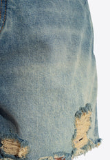 Balmain Distressed Mini Denim Shorts Blue CF1MA120 DE04-6FF