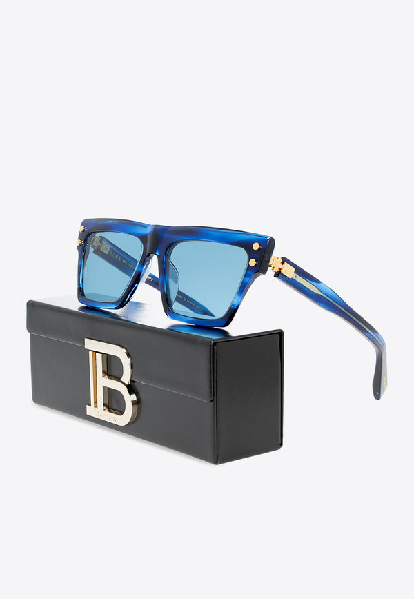 Balmain B-V Rectangular Sunglasses Blue BPS-121D-54 0-0