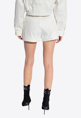 Balmain Button Embellished Denim Shorts White CF1MA012 DB69-0FA