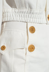 Balmain Button Embellished Denim Shorts White CF1MA012 DB69-0FA