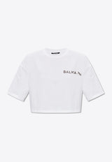 Balmain Logo Lettering Cropped T-shirt White CF1EE020 BC61-GAC