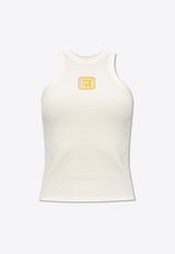 Balmain Logo Embroidered Tank Top Cream CF1EB045 BC49-GQO