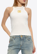 Balmain Logo Embroidered Tank Top Cream CF1EB045 BC49-GQO