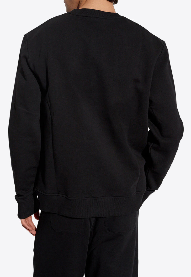 Balmain Logo Print Crewneck Sweatshirt Black CH1JS105 BC61-EHR