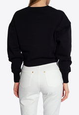 Balmain Logo Print Cropped Sweatshirt Black CF1JO065 BB02-EAB