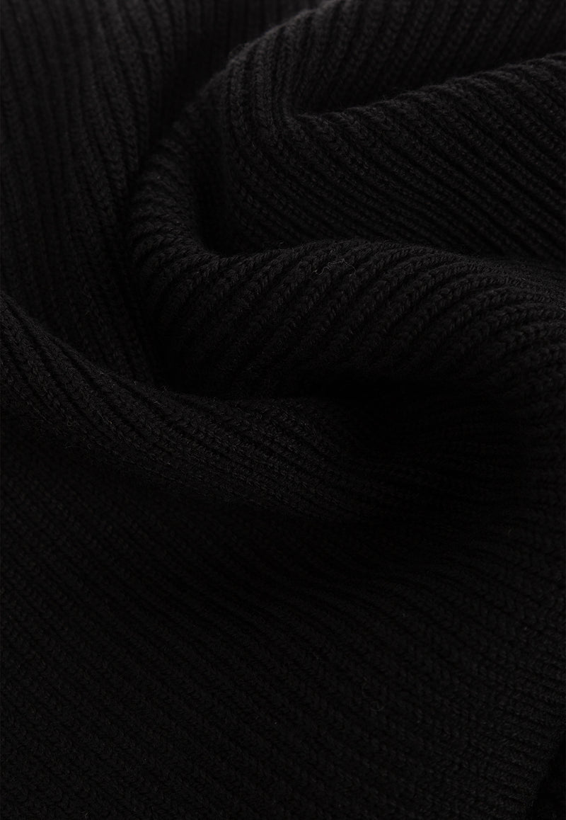 Balmain Logo Patch Wool Scarf Black CH1XG020 KC65-EDK
