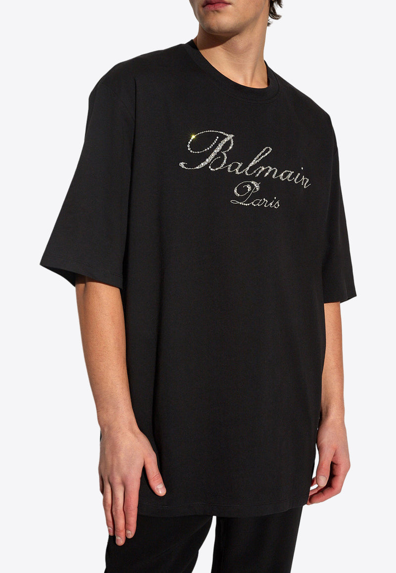 Balmain Signature Logo Crewneck T-shirt Black CH1EH015 PC19-EJP