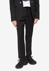 Balmain Turn-Up Tailored Wool Pants Black CH1PM030 WB12-0PA