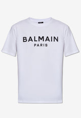 Balmain Logo Print Crewneck T-shirt White CH1EG000 BB73-GAB