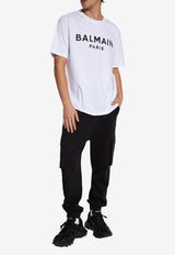 Balmain Logo Print Crewneck T-shirt White CH1EG000 BB73-GAB