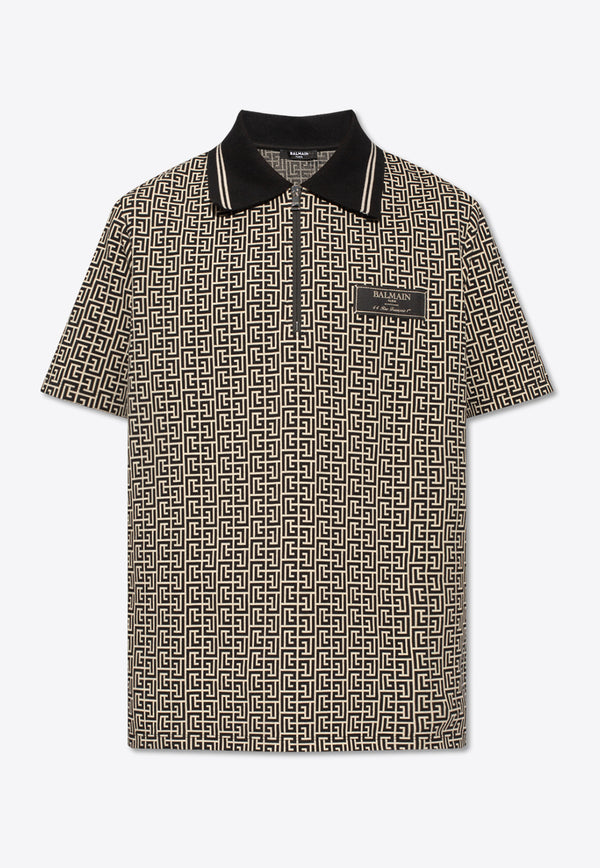 Balmain Monogram Patterned Polo T-shirt CH1GC027 JC97-GFE