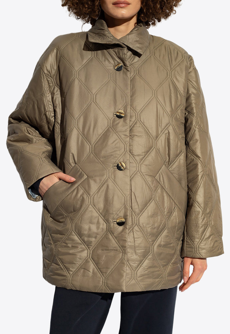 GANNI Single-Breasted Quilted Jacket F8576 6632-019