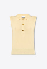 GANNI Butterfly-Button Wool-Blend Sweater Vest K2131 2600-354