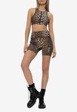 GANNI Leopard Zipped Cropped Top T3488 3631-943