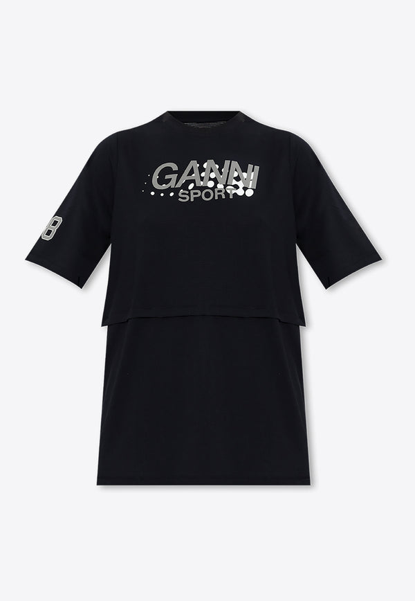 GANNI Logo-Printed Layered T-shirt T3732 3633-099