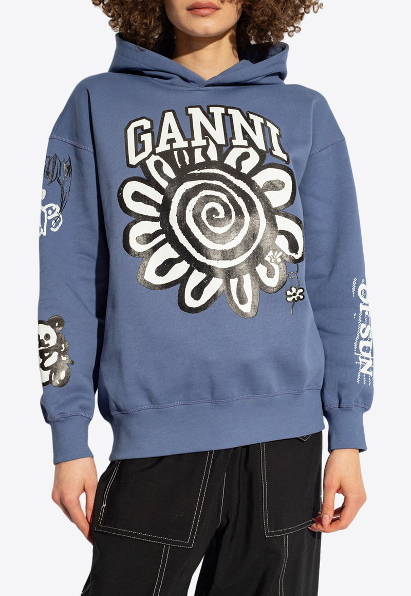 GANNI Logo-Print Hooded Sweatshirt T3775 3581-758