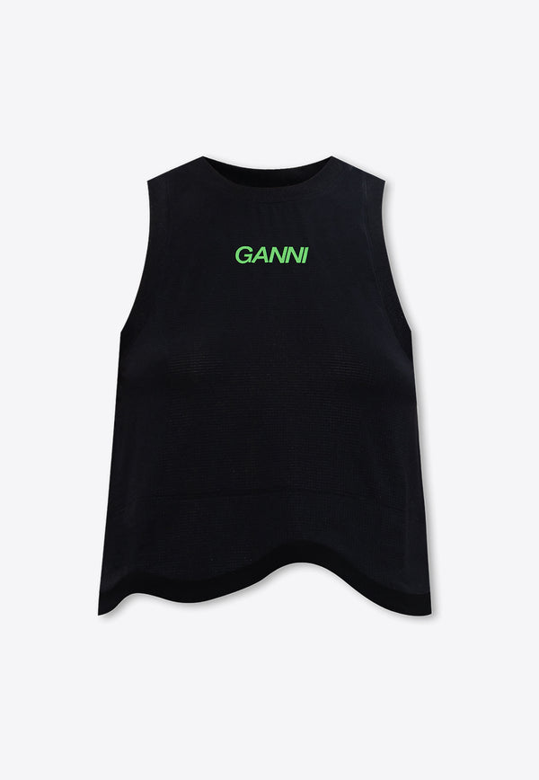 GANNI Logo Sleeveless Cropped Top T3387 3633-099