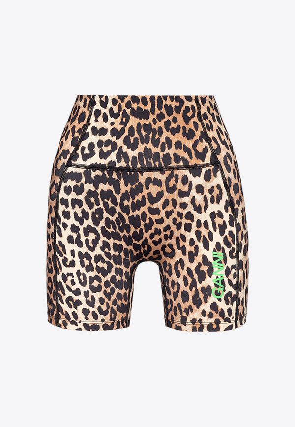 GANNI Leopard Ultra High-Waist Shorts T3487 10801-943