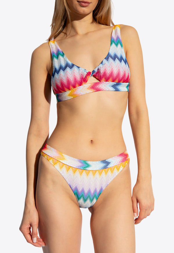 Missoni Zigzag Front Knot Bikini Swimsuit MS24SP0E BR00TF-SM99G