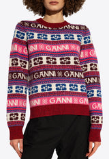 GANNI Wool-Blend Fair Isle Logo Sweater K2123 2616-999