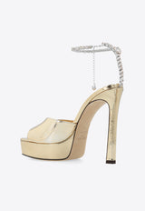 Jimmy Choo Saeda 125 Metallic Platform Sandals Gold SAEDA SANDAL PF 125 BAQ-GOLD CRYSTAL HONEY