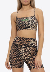 GANNI Leopard Sleeveless Cropped Top T3489 3631-943