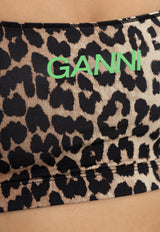 GANNI Leopard Sleeveless Cropped Top T3489 3631-943