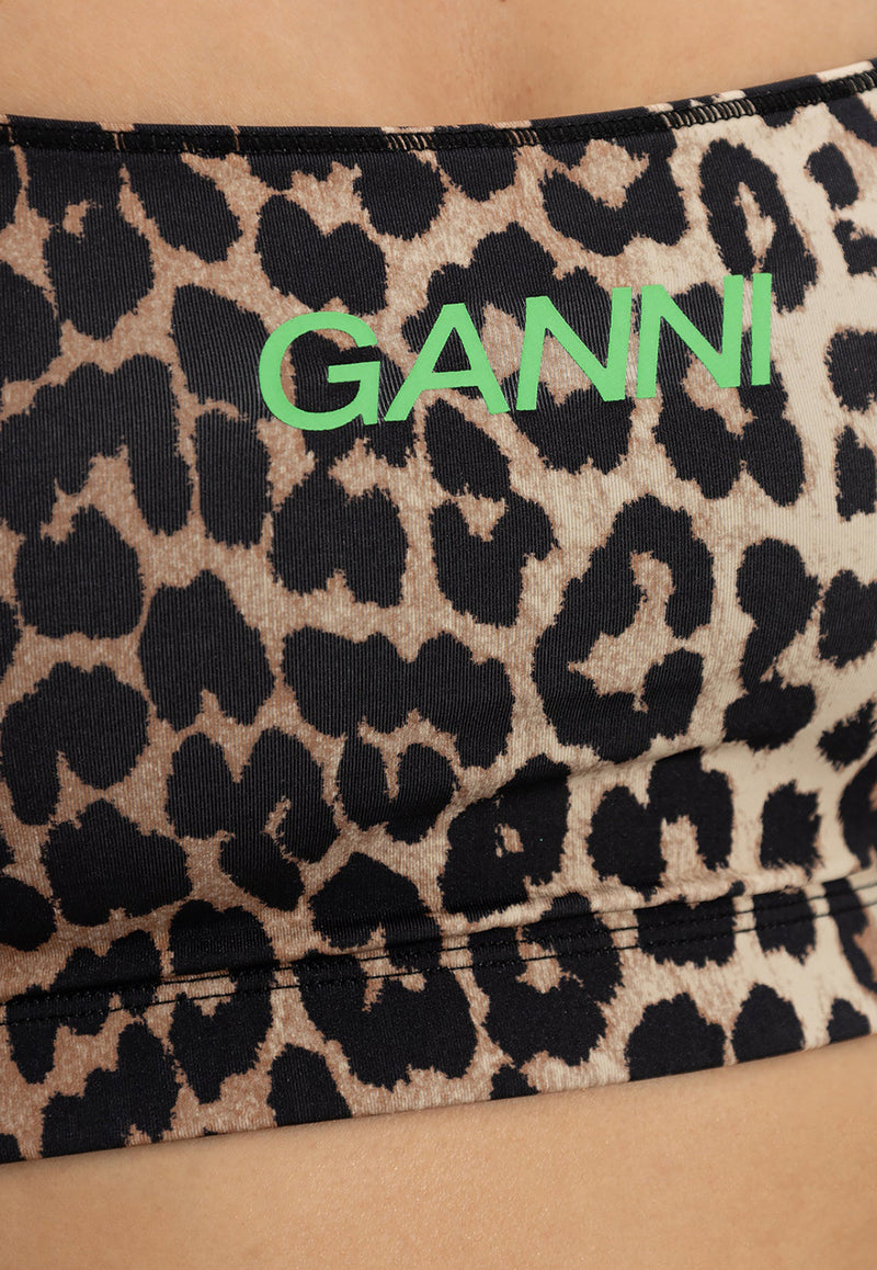 GANNI Leopard Sleeveless Cropped Top T3489 3631-943