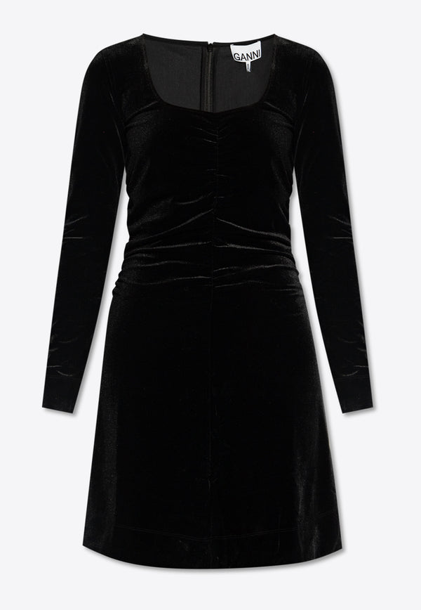 GANNI Velour Velvet Jersey Mini Dress T3830 3628-099