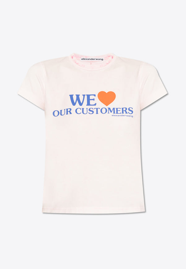 Alexander Wang Love Our Customers Print T-shirt Pink 1CC2241885 0-683A