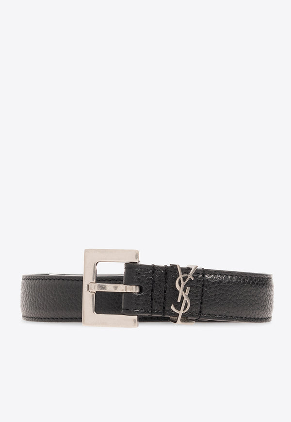 Saint Laurent Cassandre Thin Leather Belt 612616 DTI0E-1000