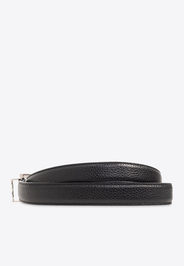 Saint Laurent Cassandre Thin Leather Belt 612616 DTI0E-1000