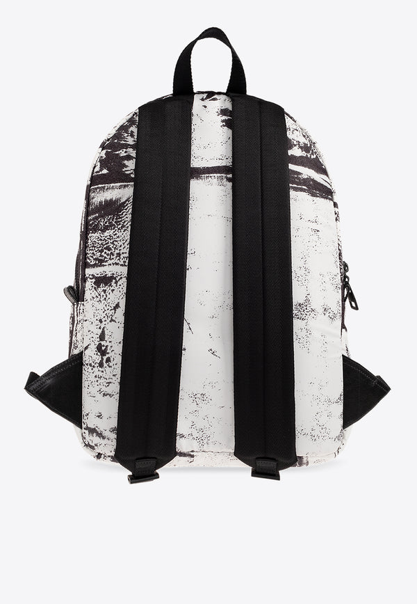 Alexander McQueen Contrasting Graffiti Leather Backpack White 646457 1AAR0-1070